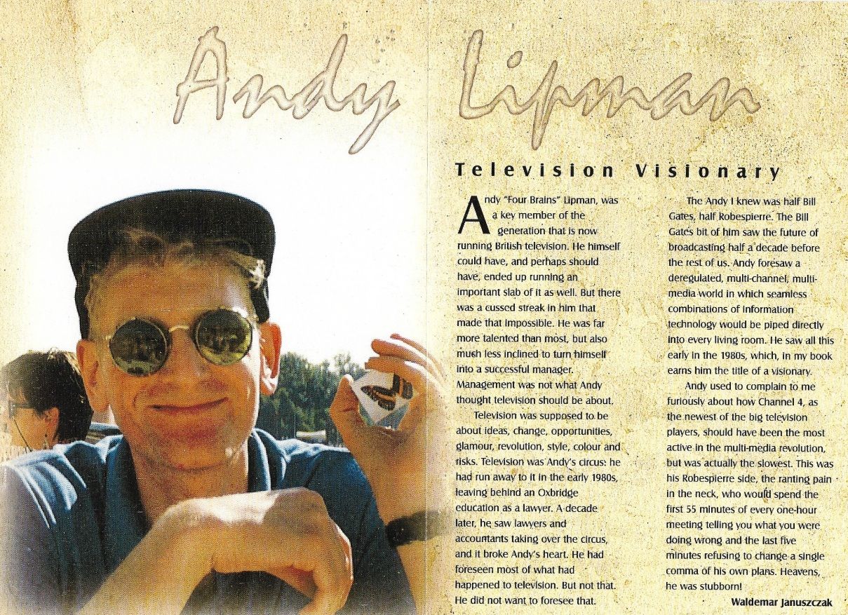 Colour images of a man in sunglasses and a hat, with text down one side.